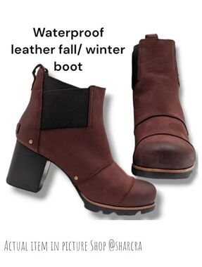 Sorel Addigton Redwood Chelsea Boots Waterproof leather ankle boots women's 6